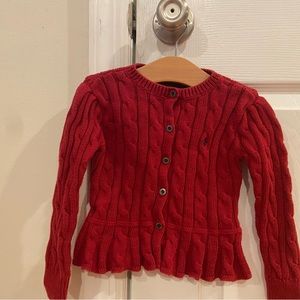 Ralph Lauren Red Cable Knit Cardigan